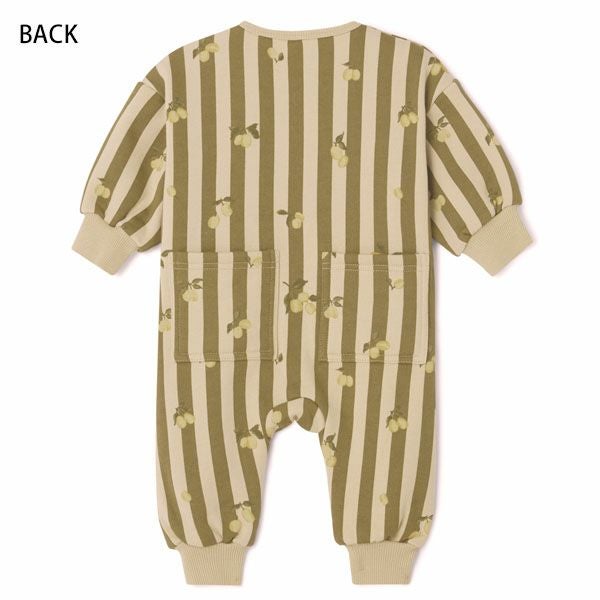 オーガニックコットン ベビー 裏起毛 スウェット カバーオールStripe