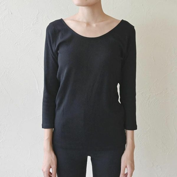 オーガニックコットン インナー 八分袖トップ