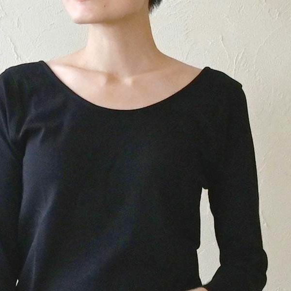 オーガニックコットン インナー 八分袖トップ