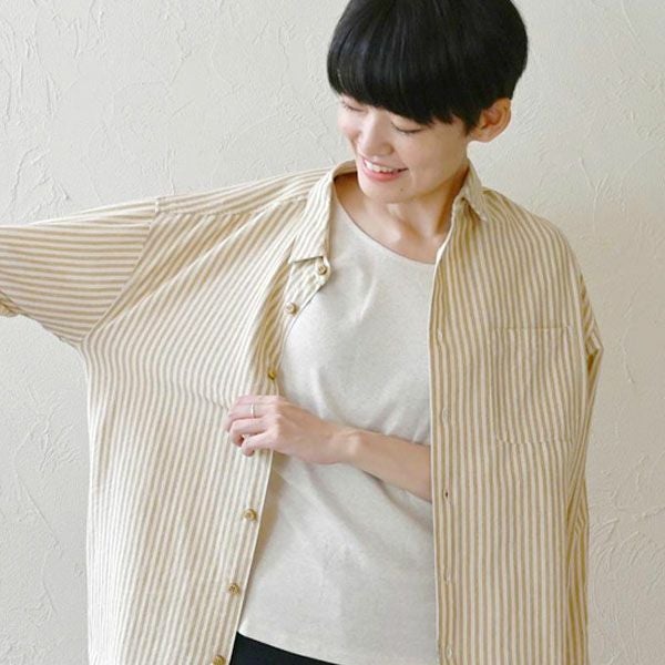 オーガニックコットン インナー 八分袖トップ