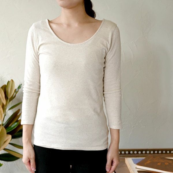 オーガニックコットン インナー 八分袖トップ