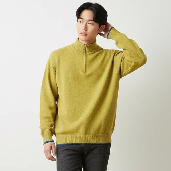 オーガニックコットン LINKING HALF ZIP SWEATER
