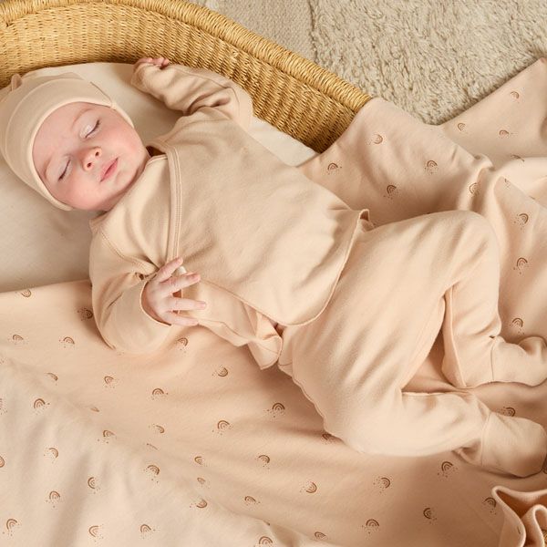 オーガニックコットン ベビー 長袖あわせトップス＆足つきパンツ