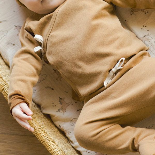 オーガニックコットン ベビー 長袖あわせトップス＆足つきパンツ