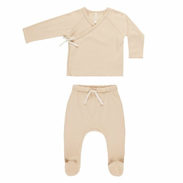オーガニックコットン ベビー 長袖あわせトップス＆足つきパンツ