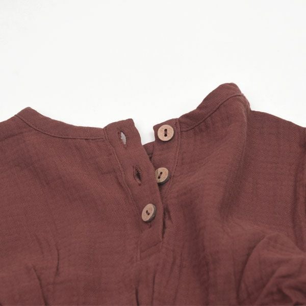 オーガニックコットン ベビー ガーゼペプラム付き ロンパース(長袖)