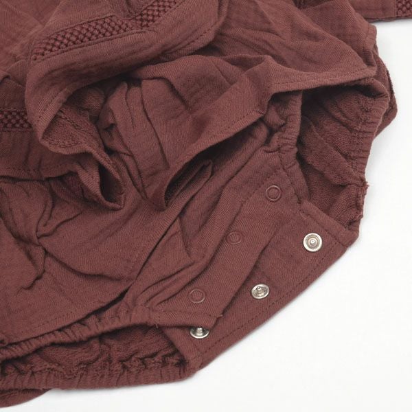 オーガニックコットン ベビー ガーゼペプラム付き ロンパース(長袖)