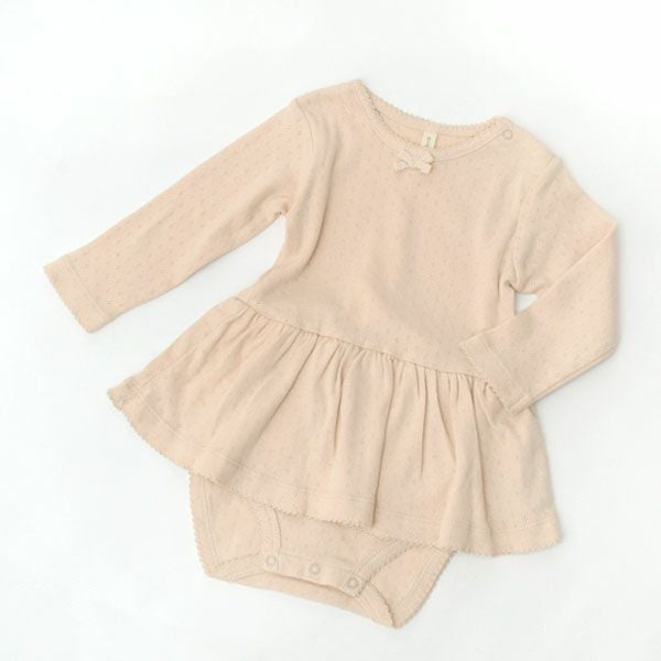 オーガニックコットン ベビー ポインテルスカート付き ロンパース(長袖)