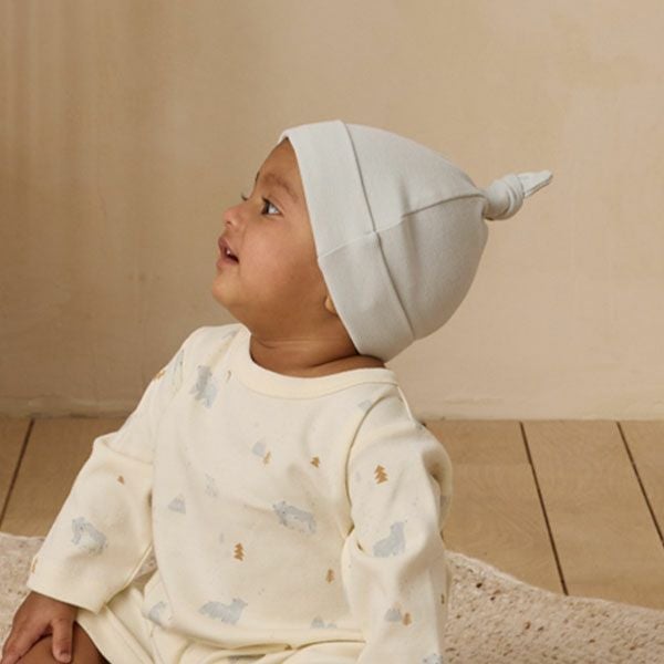 オーガニックコットン ベビー 結び帽