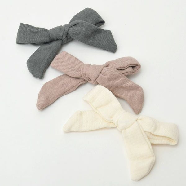 オーガニックコットン ベビー リボン ヘアクリップ