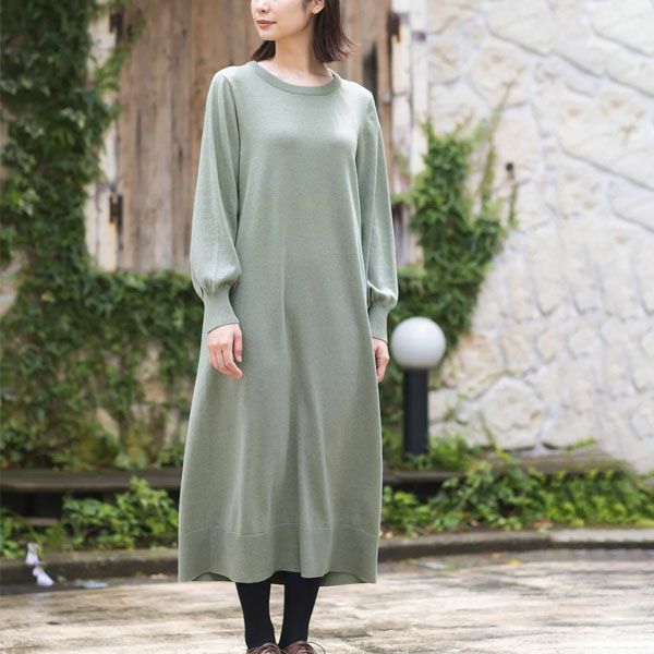 オーガニックコットン ニットシンプルワンピース