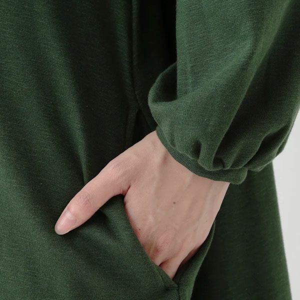 オーガニックコットン ストレッチスラブオフタートルワンピース