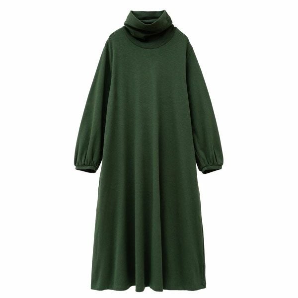 オーガニックコットン ストレッチスラブオフタートルワンピース