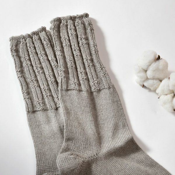 オーガニックコットン＆ヤク フォレストグレイタック編みソックス