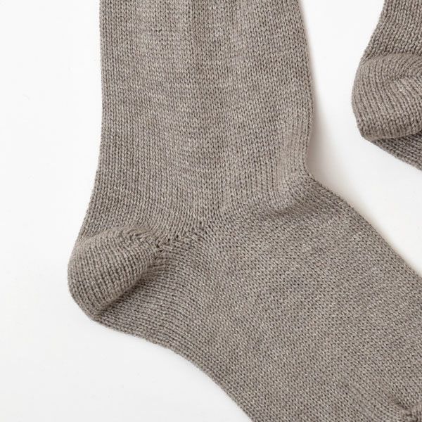 オーガニックコットン＆ヤク フォレストグレイタック編みソックス