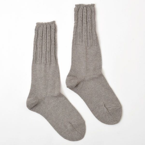 オーガニックコットン＆ヤク フォレストグレイタック編みソックス