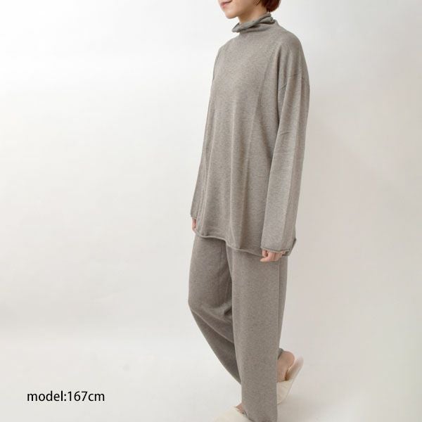 オーガニックコットン＆ヤク フォレストグレイ ニットタートルプルオーバー