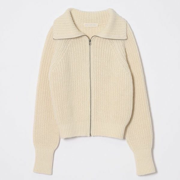 オーガニックコットン＆ウール ニットジップアップカーデ