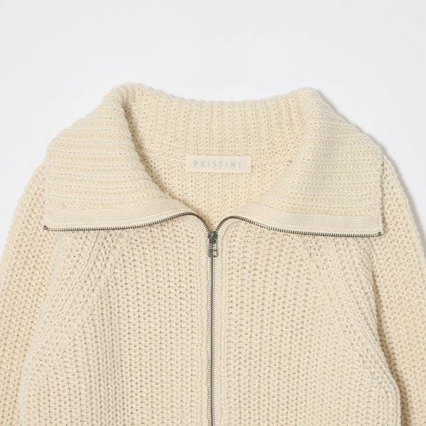 オーガニックコットン＆ウール ニットジップアップカーデ