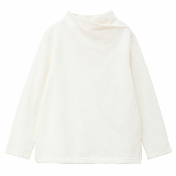 オーガニックコットン 裏起毛 フォールデッドネックトップ