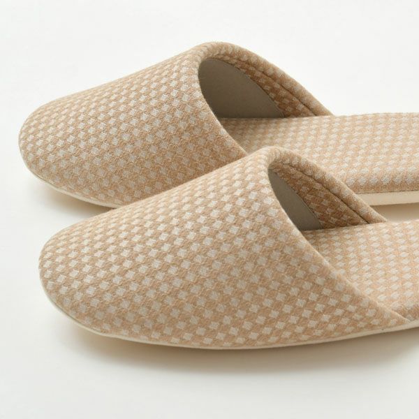 オーガニックコットン ダイヤ柄スリッパ
