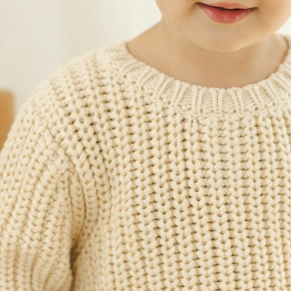 オーガニックコットン ベビー 畔編みニットセーター