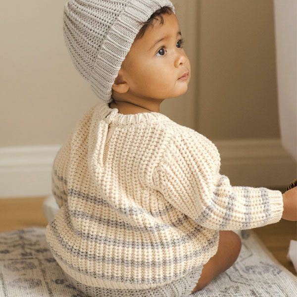 オーガニックコットン ベビー 畔編みニットセーター