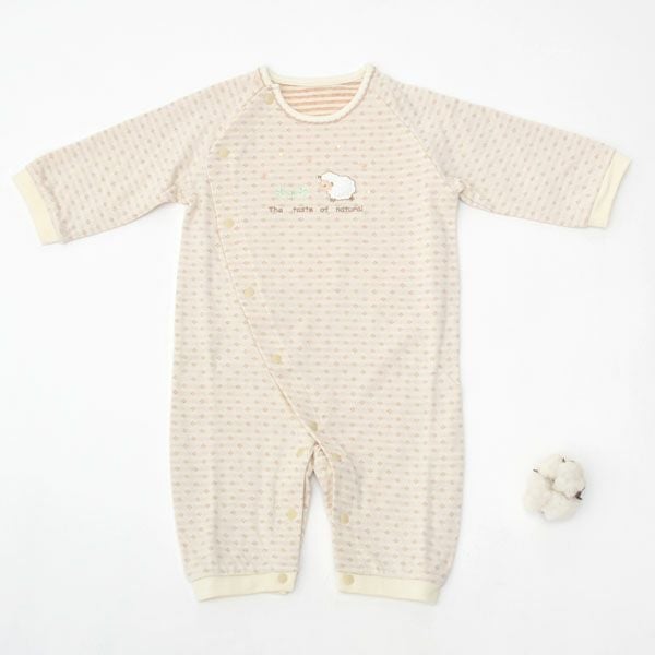 オーガニックコットン ベビー 接結ひつじカバーオール