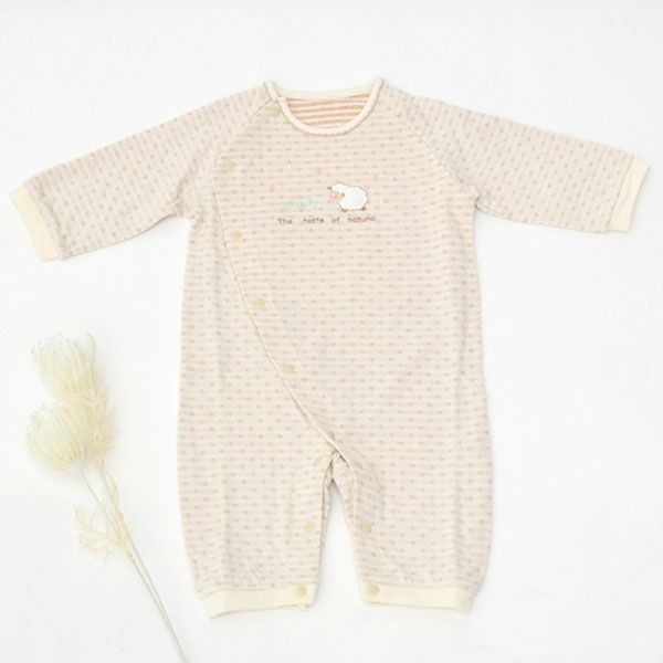 オーガニックコットン ベビー 接結ひつじカバーオール