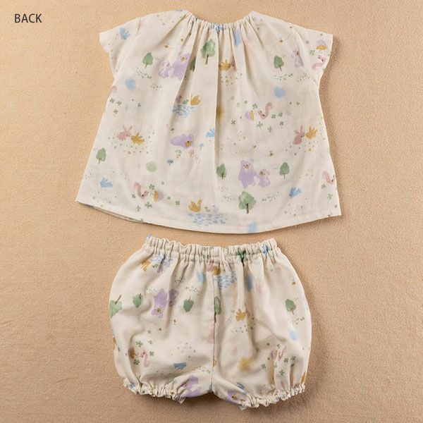オーガニックコットン ベビー【夢みる森】ダブルガーゼ セットアップ