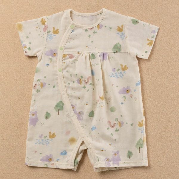 オーガニックコットン ベビー【夢みる森】ダブルガーゼ ロンパース