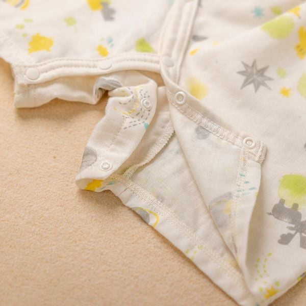 オーガニックコットン ベビー【ミントの森】ダブルガーゼ ロンパース