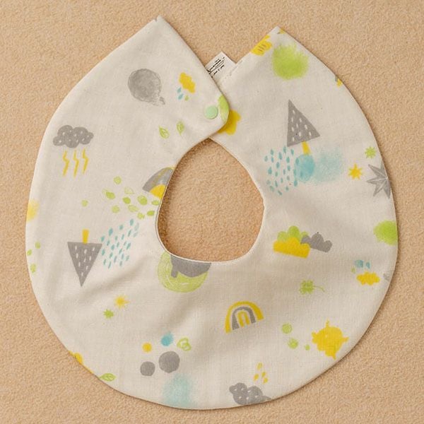 オーガニックコットン ベビー【ミントの森】ダブルガーゼ スタイ