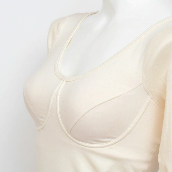 オーガニックコットン カップ付9分袖プルオーバー