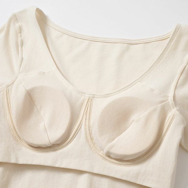 オーガニックコットン カップ付9分袖プルオーバー