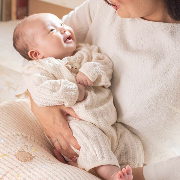 オーガニックコットン ベビー【手編みモチーフ】レーシーニットの2WAYドレス