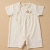 オーガニックコットン ベビー【手編みモチーフ】ガーゼロンパース