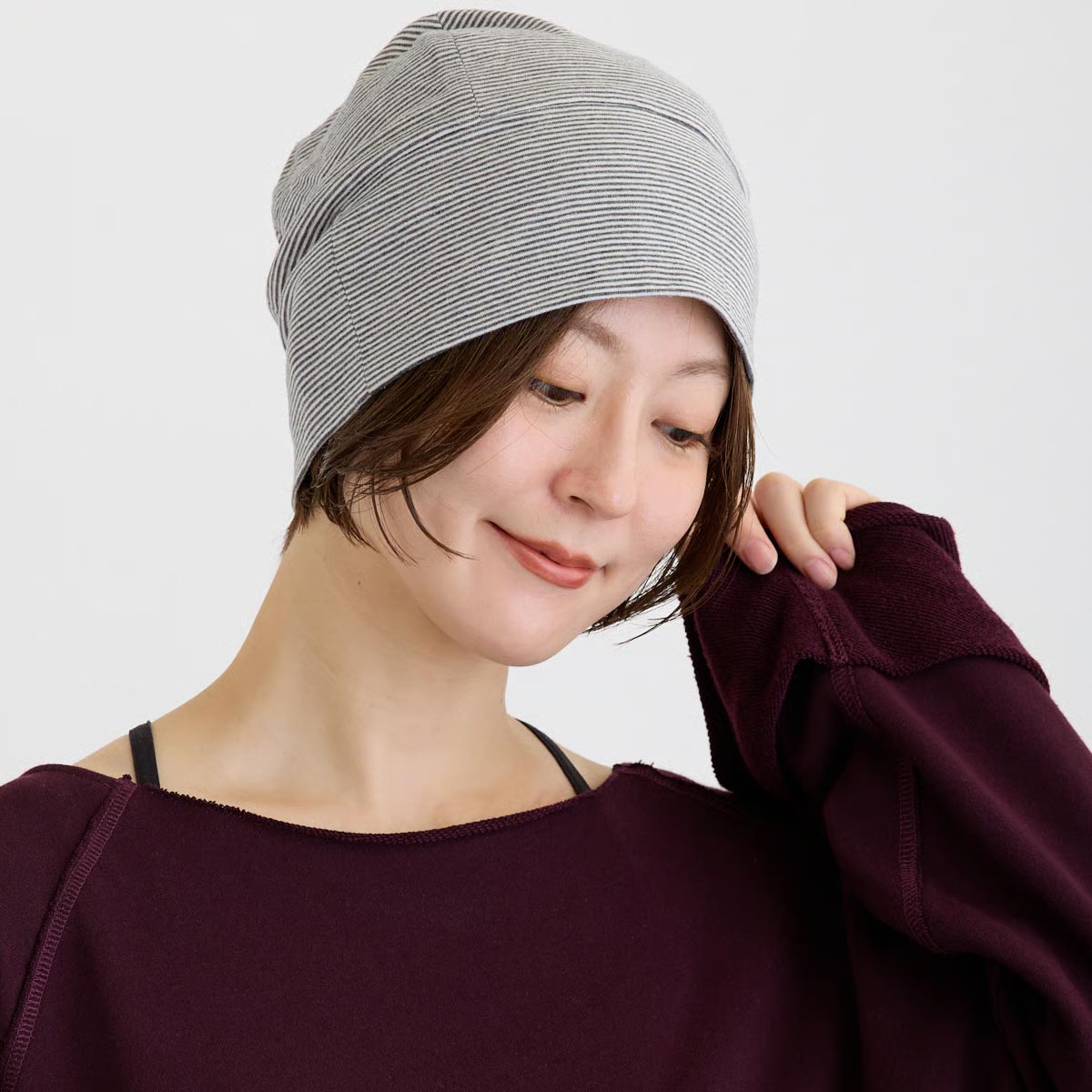 オーガニックコットン 天四方ボーダーシャロット