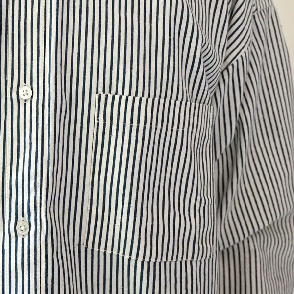 オーガニックコットン メンズ タテシマキチントストラップシャツ（長袖）