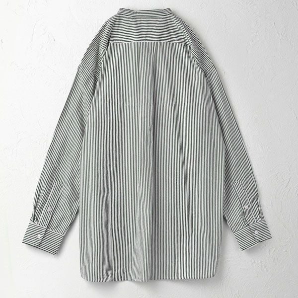 オーガニックコットン メンズ タテシマキチントストラップシャツ（長袖）