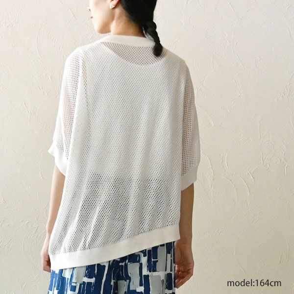 オーガニックコットン メッシュニットトップス