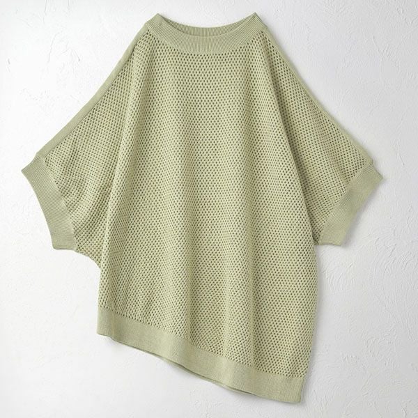 オーガニックコットン メッシュニットトップス