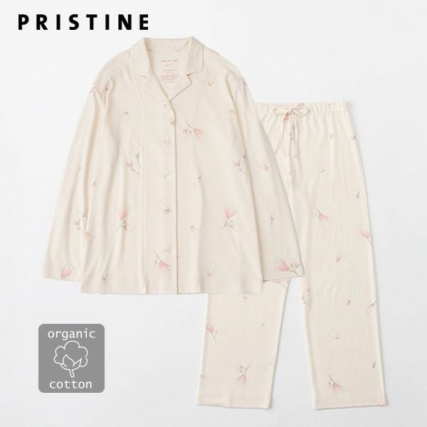 オーガニックコットン 木蓮プリントフライスパジャマ