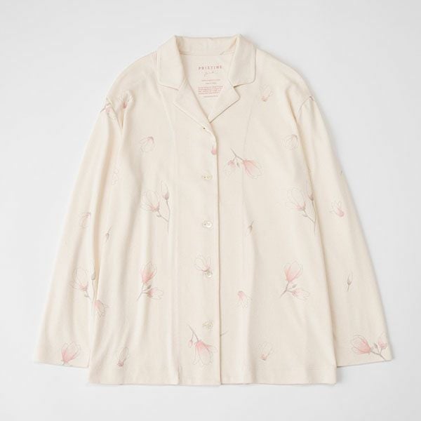 オーガニックコットン 木蓮プリントフライスパジャマ