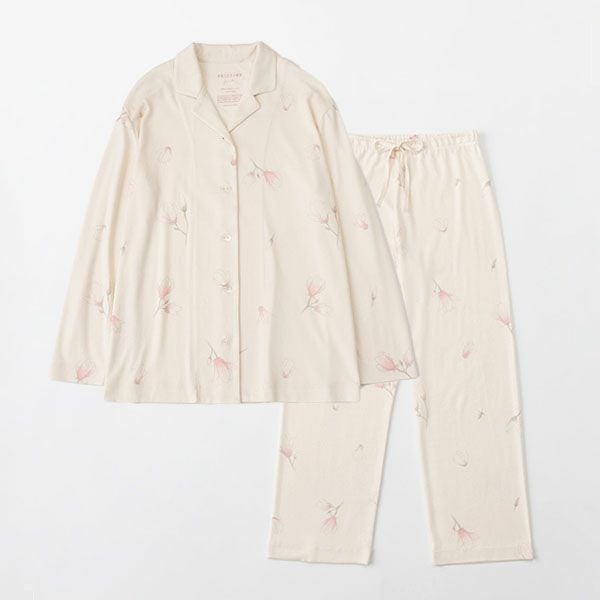 オーガニックコットン 木蓮プリントフライスパジャマ