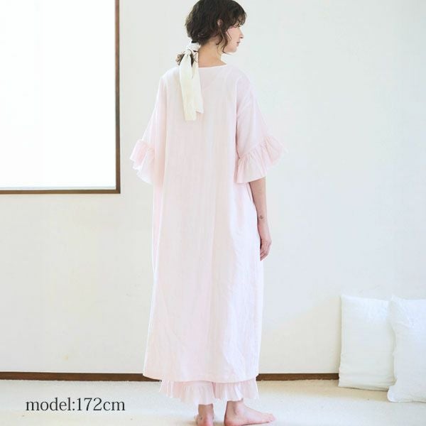 オーガニックコットン カラーガーゼ ローズマリードレス