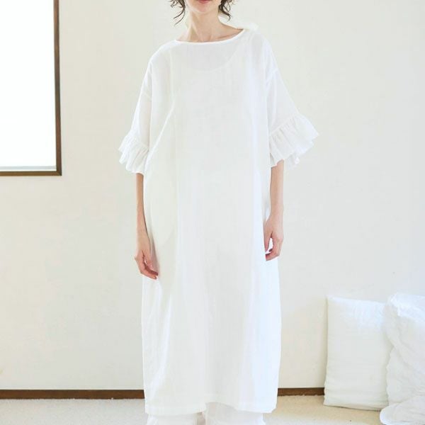 オーガニックコットン カラーガーゼ ローズマリードレス