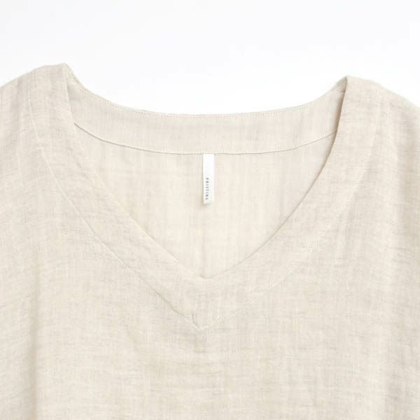 オーガニックコットン＆リネン ダブルガーゼシャツ（8分袖） M