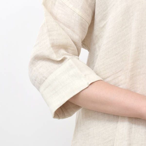 オーガニックコットン＆リネン ダブルガーゼシャツ（8分袖） M