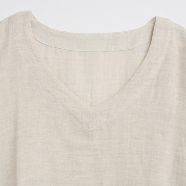 オーガニックコットン＆リネン ダブルガーゼシャツ（8分袖） M